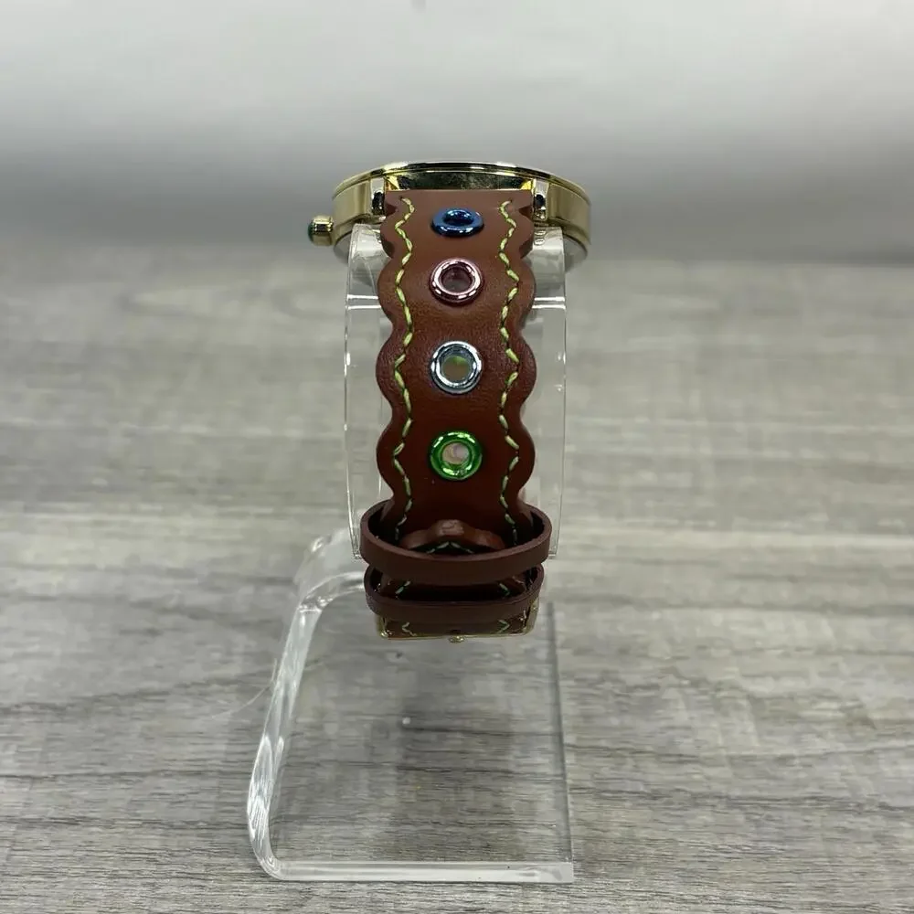 Isaac Mizrahi x Crayola Designer Watch - Gold Tone & Colorful Grommet Leather - Picture 6 of 11